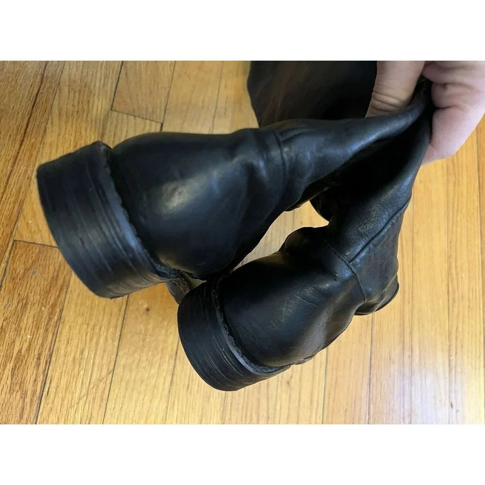 RARE Fiorentini + Baker Elena Tall OTK Fold Down Riding Boots 37.5 Black Leather